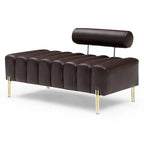 Upholstered Sherpa Sofa Bench with Adjustable Backrest and Gold Legs