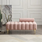 Upholstered Sherpa Sofa Bench with Adjustable Backrest and Gold Legs