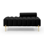 Upholstered Sherpa Sofa Bench with Adjustable Backrest and Gold Legs