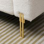 Upholstered Sherpa Sofa Bench with Adjustable Backrest and Gold Legs