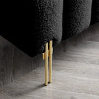 Upholstered Sherpa Sofa Bench with Adjustable Backrest and Gold Legs