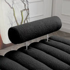 Upholstered Sherpa Sofa Bench with Adjustable Backrest and Gold Legs