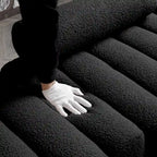 Upholstered Sherpa Sofa Bench with Adjustable Backrest and Gold Legs