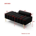 Upholstered Sherpa Sofa Bench with Adjustable Backrest and Gold Legs