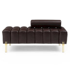 Upholstered Sherpa Sofa Bench with Adjustable Backrest and Gold Legs