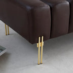 Upholstered Sherpa Sofa Bench with Adjustable Backrest and Gold Legs