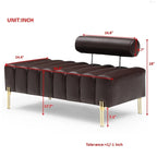 Upholstered Sherpa Sofa Bench with Adjustable Backrest and Gold Legs