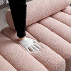 Upholstered Sherpa Sofa Bench with Adjustable Backrest and Gold Legs