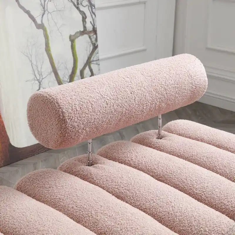 Upholstered Sherpa Sofa Bench with Adjustable Backrest and Gold Legs