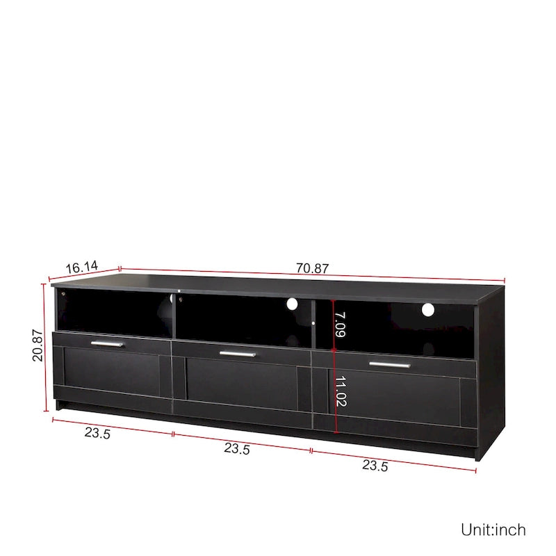 80-Inch Modern Minimalist TV Stand with Drawers and Open Shelves