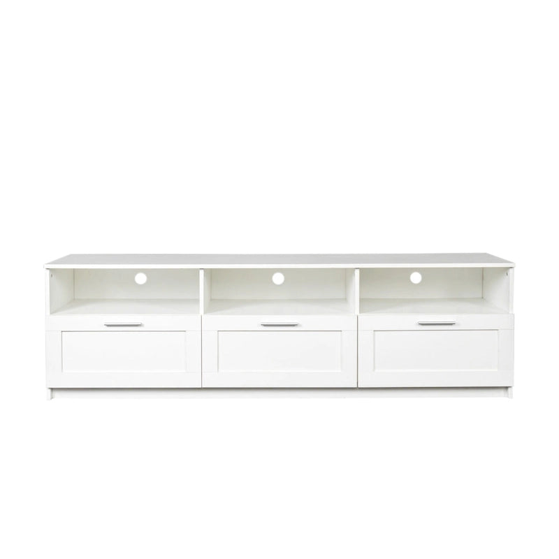80-Inch Modern Minimalist TV Stand with Drawers and Open Shelves