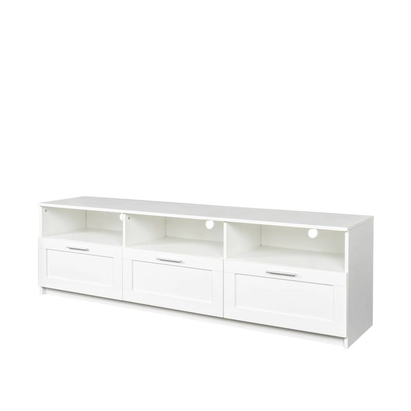 80-Inch Modern Minimalist TV Stand with Drawers and Open Shelves