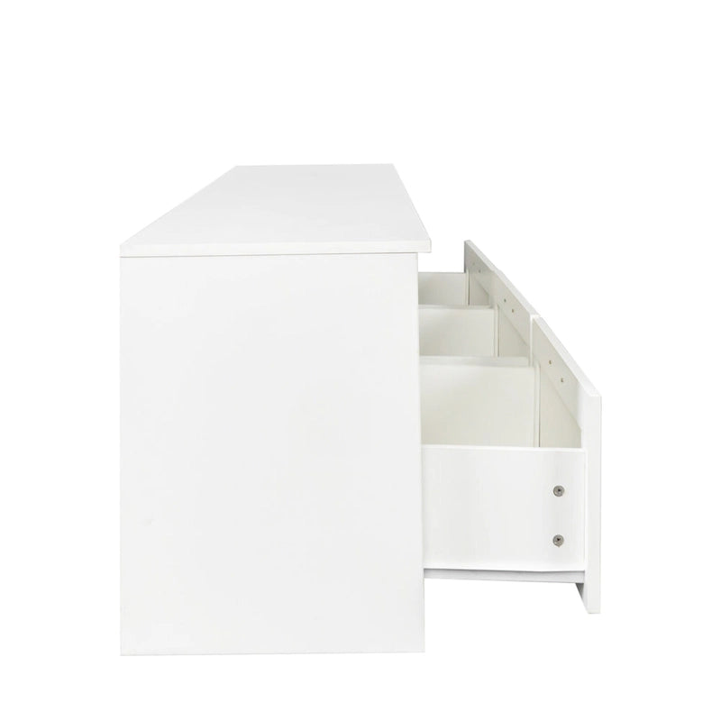 80-Inch Modern Minimalist TV Stand with Drawers and Open Shelves