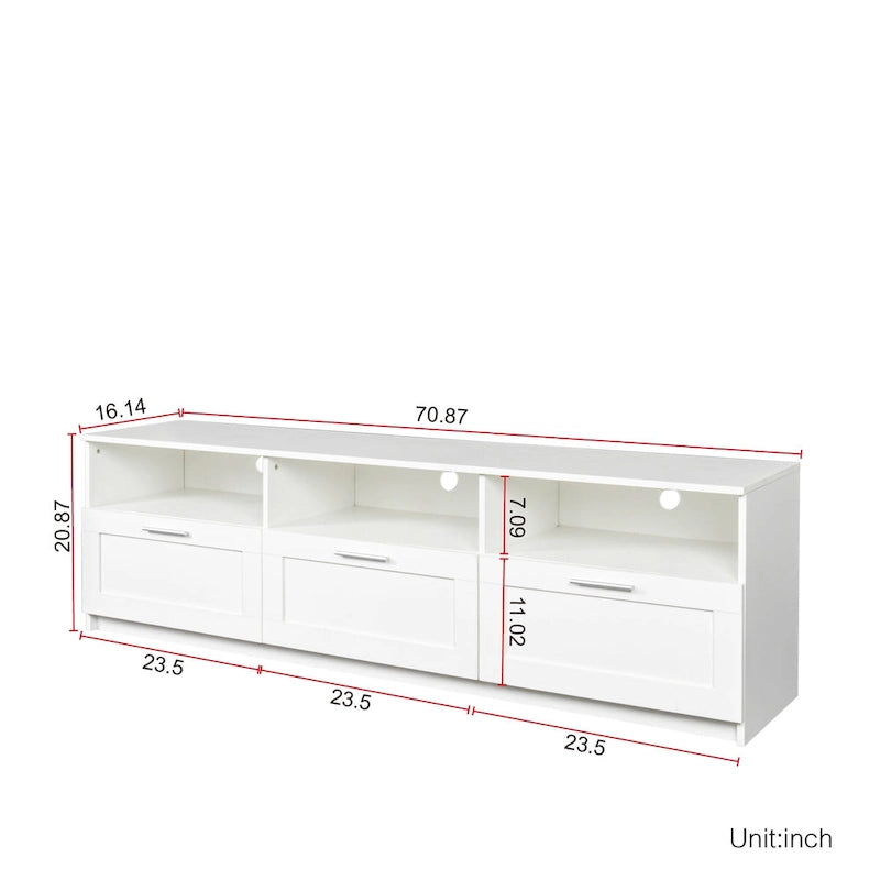 80-Inch Modern Minimalist TV Stand with Drawers and Open Shelves