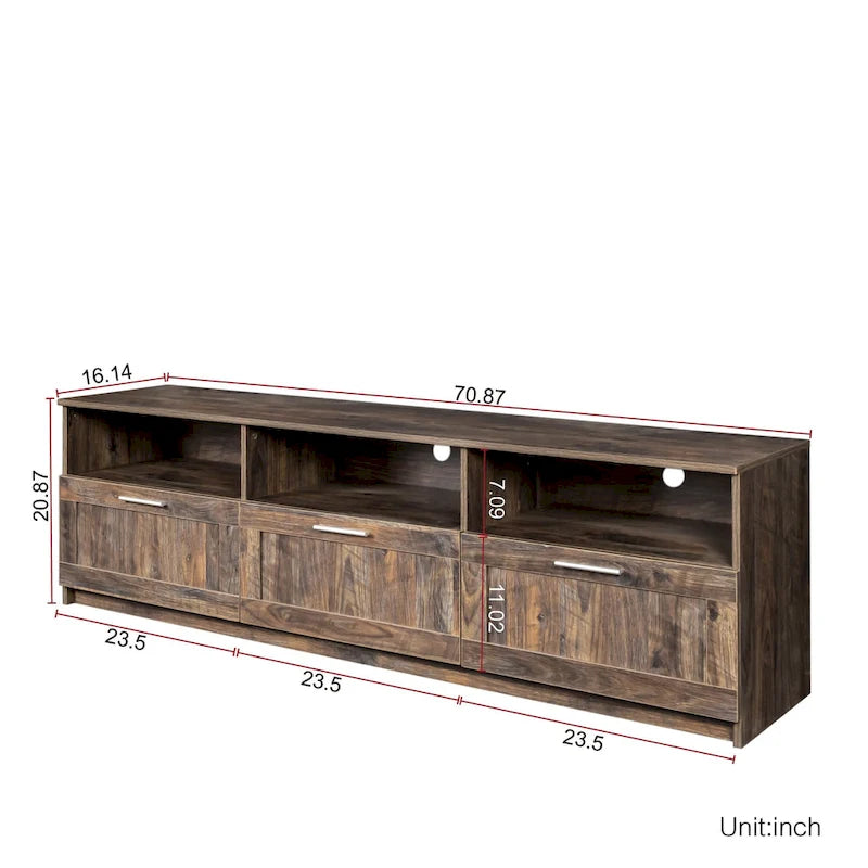 80-Inch Modern Minimalist TV Stand with Drawers and Open Shelves
