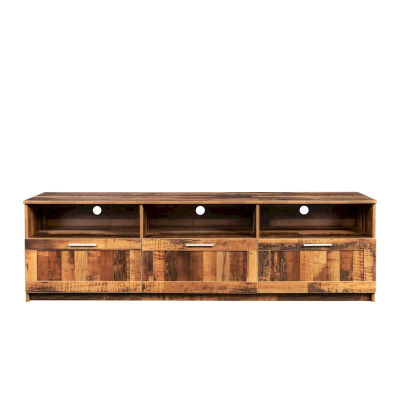 80-Inch Modern Minimalist TV Stand with Drawers and Open Shelves