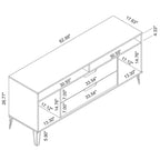 63 Inch Mid-Century Metal Leg Media Cabinet Console TV Stand