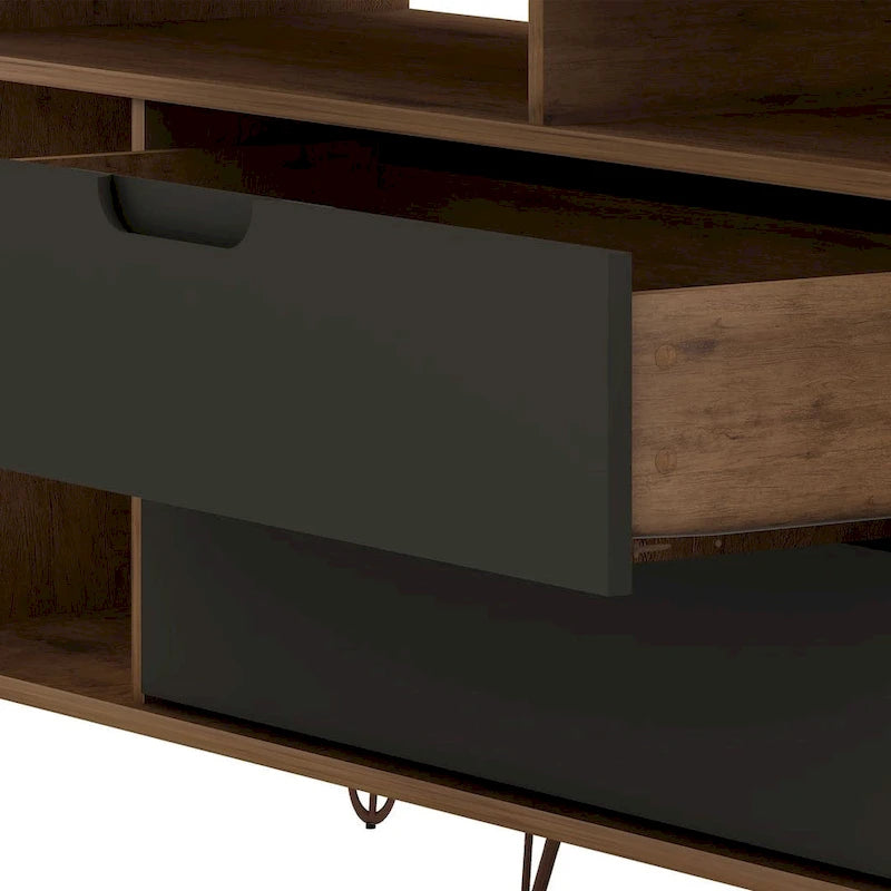 63 Inch Mid-Century Metal Leg Media Cabinet Console TV Stand