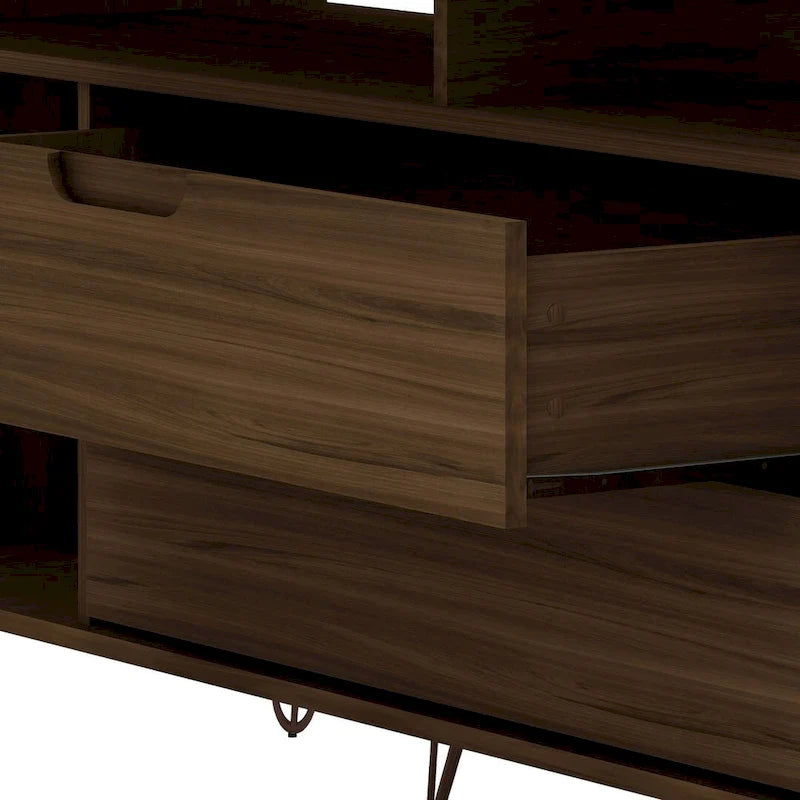 63 Inch Mid-Century Metal Leg Media Cabinet Console TV Stand