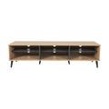 71 Inch Modern TV Bench with Six Open Adjustable Shelf Compartments