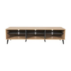 71 Inch Modern TV Bench with Six Open Adjustable Shelf Compartments