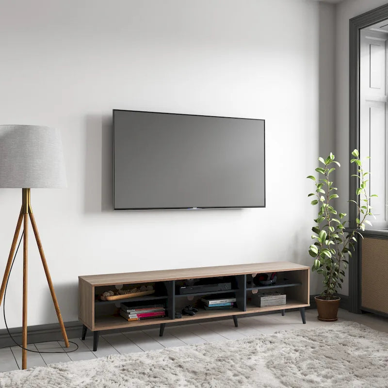 Cole TV Bench with Open Shelves, TVs up to 85 - N/A