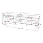 71 Inch Modern TV Bench with Six Open Adjustable Shelf Compartments
