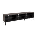71 Inch Modern TV Bench with Six Open Adjustable Shelf Compartments