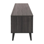 71 Inch Modern TV Bench with Six Open Adjustable Shelf Compartments