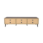 71 Inch Modern TV Bench with Six Open Adjustable Shelf Compartments