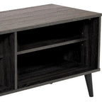 71 Inch Modern TV Bench with Six Open Adjustable Shelf Compartments