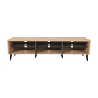 71 Inch Modern TV Bench with Six Open Adjustable Shelf Compartments