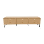 71 Inch Modern TV Bench with Six Open Adjustable Shelf Compartments