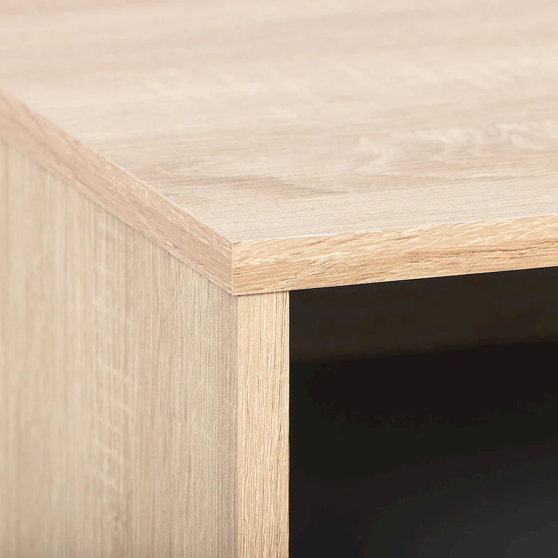 71 Inch Modern TV Bench with Six Open Adjustable Shelf Compartments