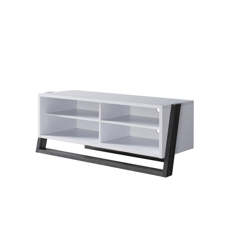 Mid-Century Modern Two-Tone TV Console with Four Open Shelves