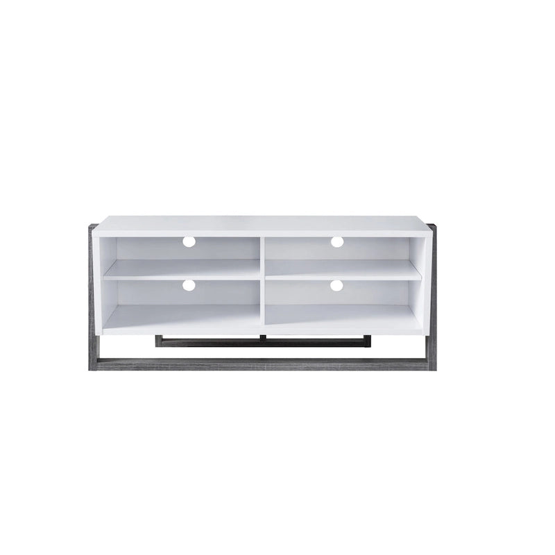 Mid-Century Modern Two-Tone TV Console with Four Open Shelves