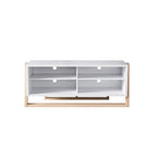 Mid-Century Modern Two-Tone TV Console with Four Open Shelves