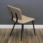 Faux Leather Dining Chair with Black Metal Legs and Stitching Detail