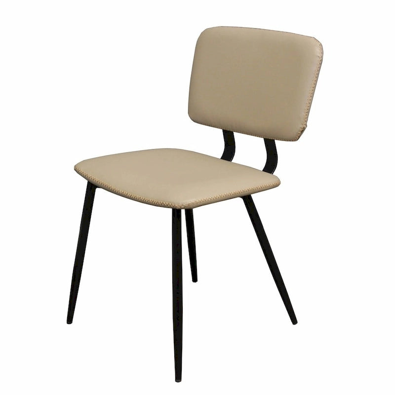 Faux Leather Dining Chair with Black Metal Legs and Stitching Detail