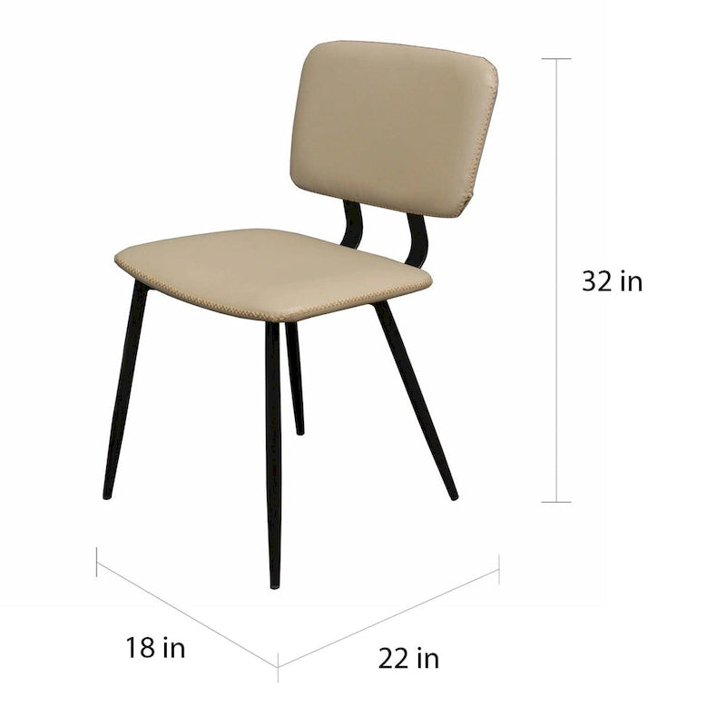 Faux Leather Dining Chair with Black Metal Legs and Stitching Detail