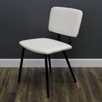 Faux Leather Dining Chair with Black Metal Legs and Stitching Detail
