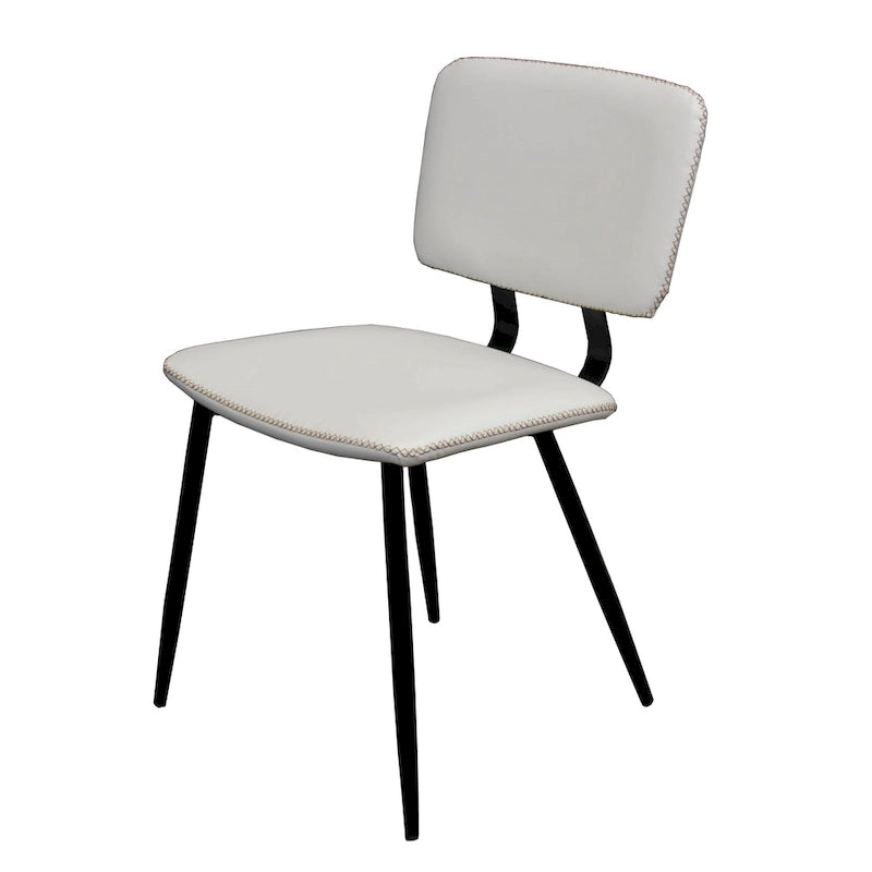 Faux Leather Dining Chair with Black Metal Legs and Stitching Detail