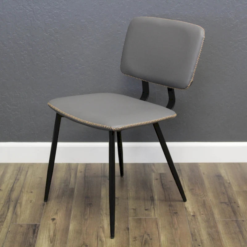 Faux Leather Dining Chair with Black Metal Legs and Stitching Detail