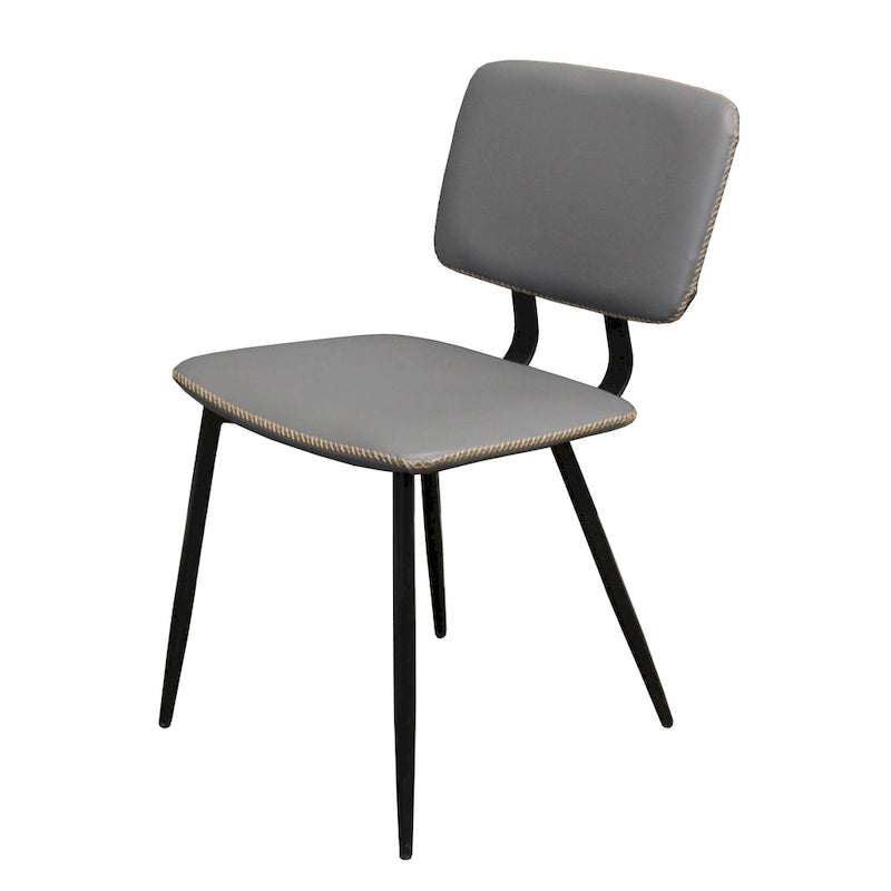 Faux Leather Dining Chair with Black Metal Legs and Stitching Detail