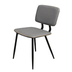 Faux Leather Dining Chair with Black Metal Legs and Stitching Detail