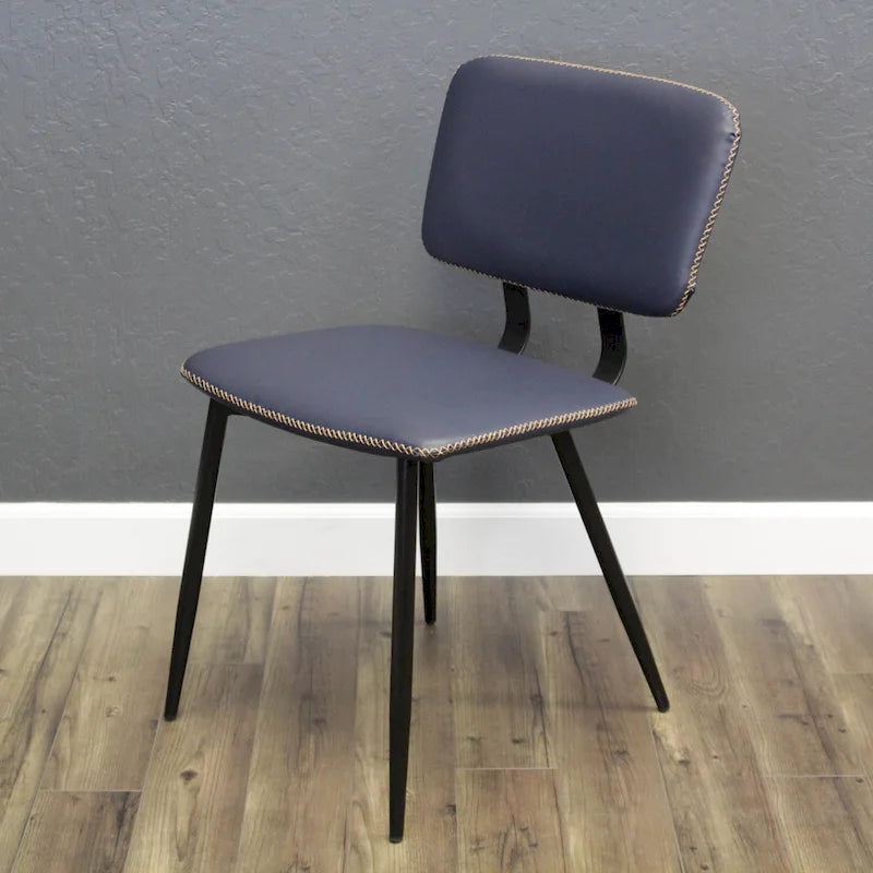 Faux Leather Dining Chair with Black Metal Legs and Stitching Detail