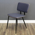 Faux Leather Dining Chair with Black Metal Legs and Stitching Detail