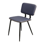 Faux Leather Dining Chair with Black Metal Legs and Stitching Detail