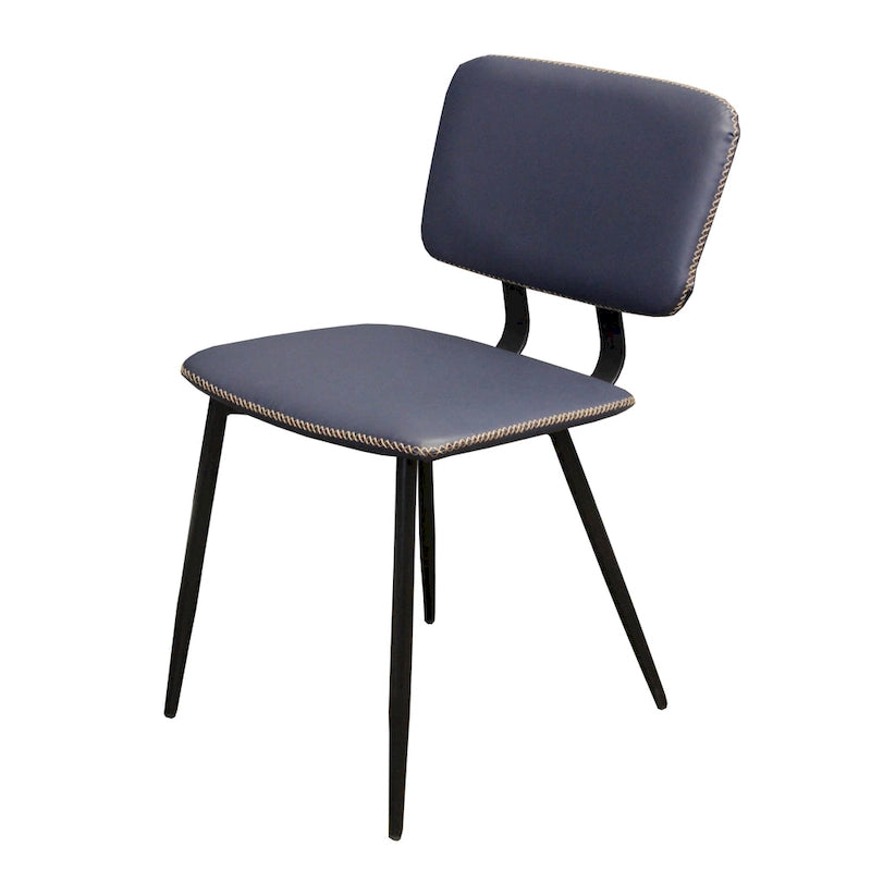 Faux Leather Dining Chair with Black Metal Legs and Stitching Detail