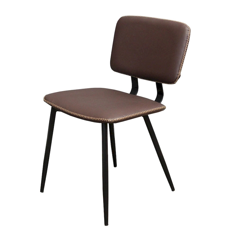 Faux Leather Dining Chair with Black Metal Legs and Stitching Detail